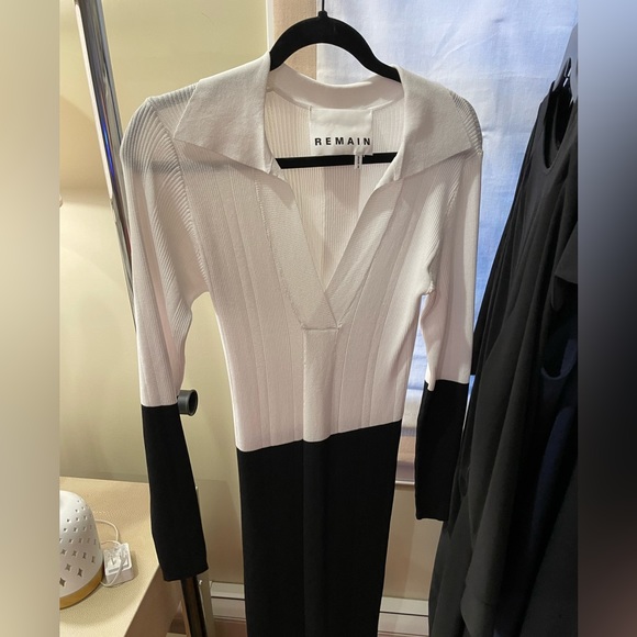 REMAIN Birger Christensen Joy Two-Tone Knit Midi Dress Size 8 NWOT - Picture 5 of 12